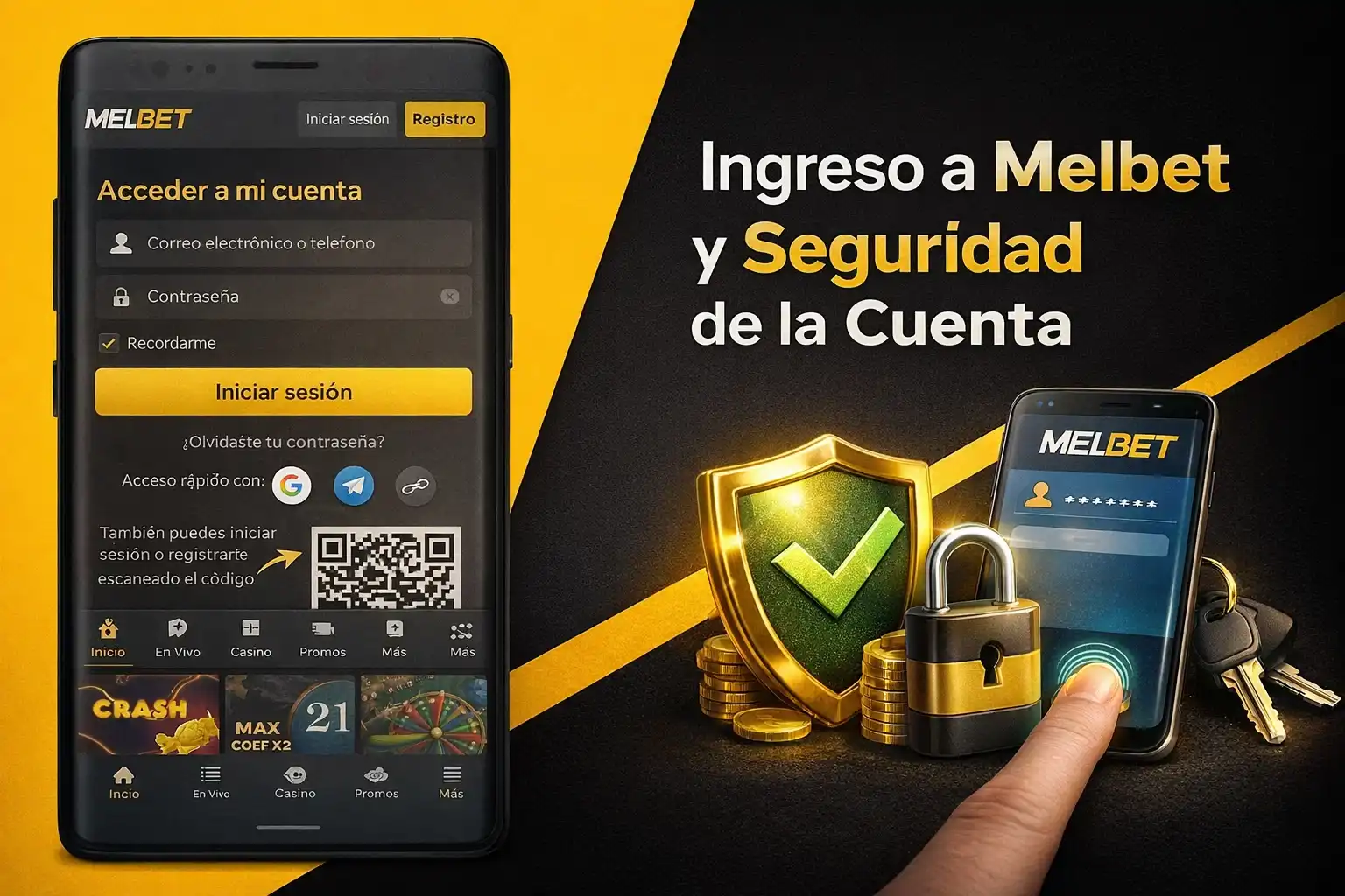 Inicio de sesión y seguridad de la cuenta personal de Melbet